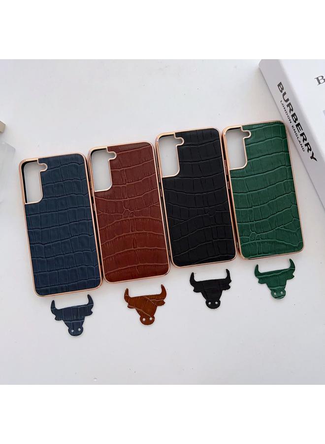 S-TOP Case For Samsung Galaxy S22+ 5G Crocodile Texture Genuine Leather Electroplating Phone Case - Image 5
