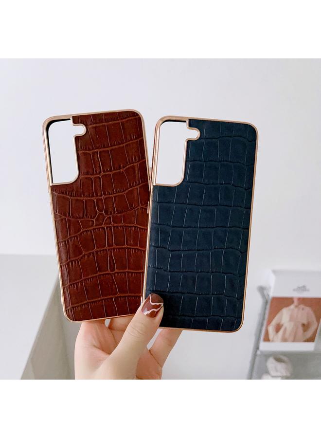 S-TOP Case For Samsung Galaxy S22+ 5G Crocodile Texture Genuine Leather Electroplating Phone Case - Image 3