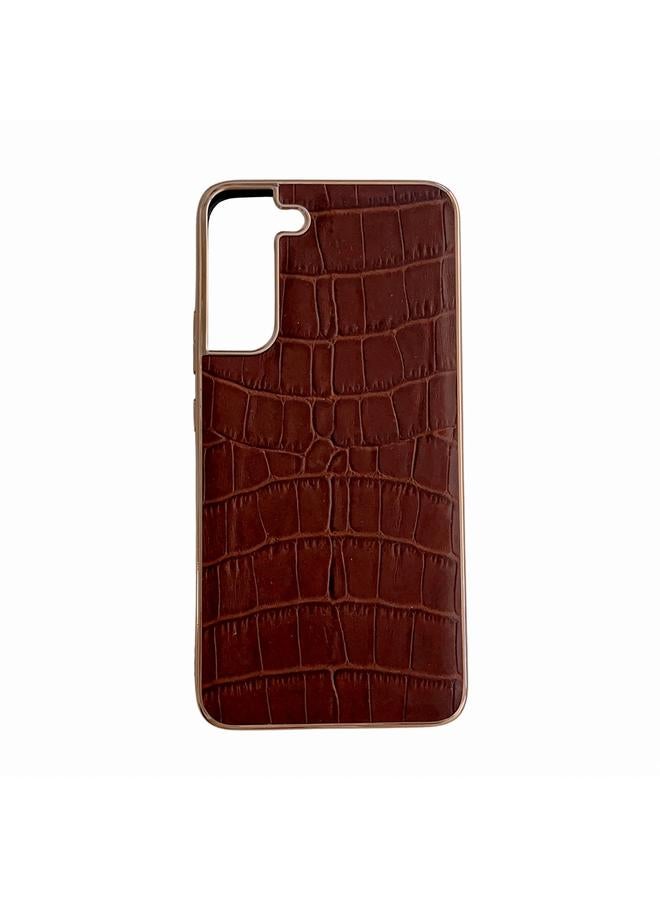 S-TOP Case For Samsung Galaxy S22+ 5G Crocodile Texture Genuine Leather Electroplating Phone Case - Image 1