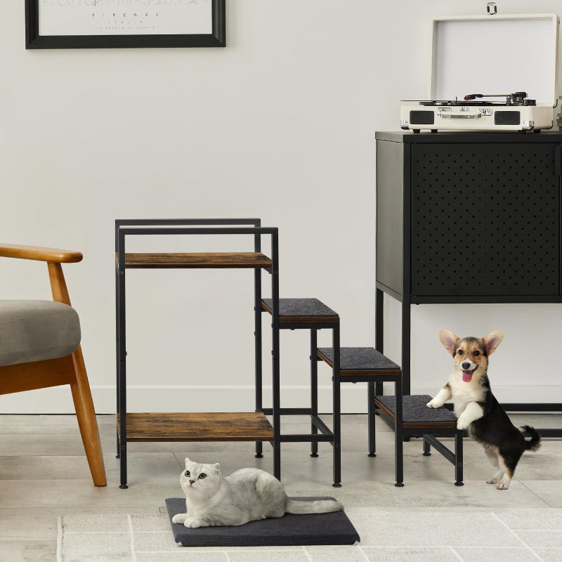 CADUKE Pet Window Perch with Stairs, Dog Bunk Beds with Stairs, 4 Steps Dog Stairs for High Beds for Small Dogs and Cats - Image 4