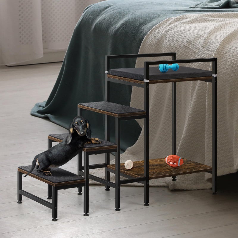 CADUKE Pet Window Perch with Stairs, Dog Bunk Beds with Stairs, 4 Steps Dog Stairs for High Beds for Small Dogs and Cats - Image 3