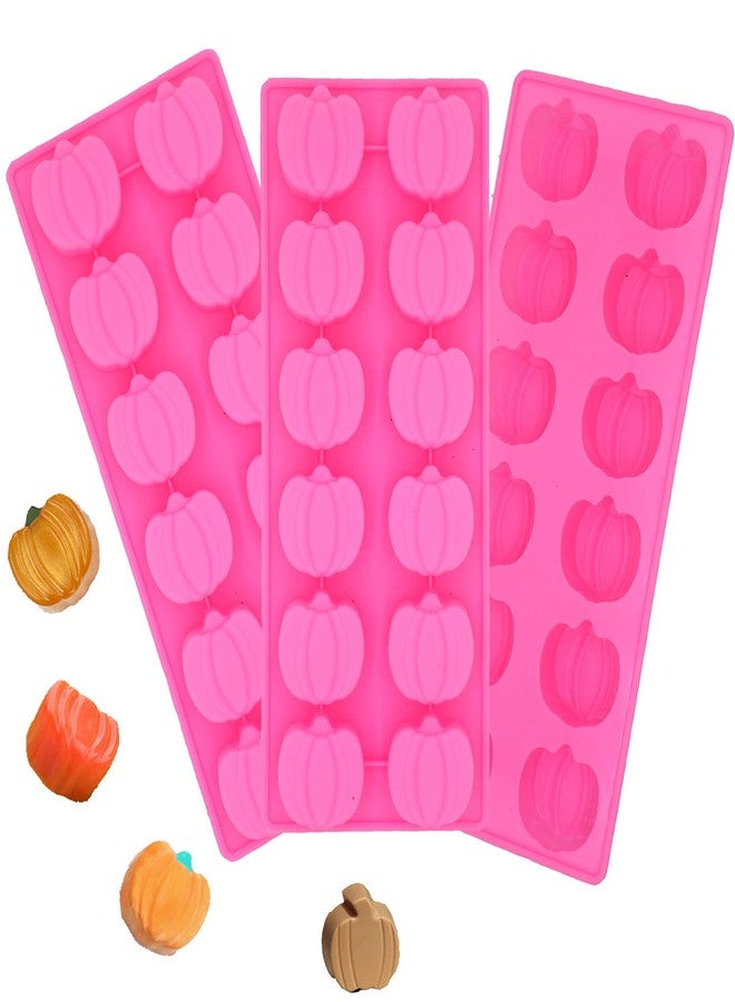 Meajore 3 Pcs Thanksgiving Molds Mini Silicone Pumpkin Mold Used to Make thanksgiving Cake Decoration, thanksgiving Pumpkin Chocolate, Gummies Candy, Christmas Candy (Pink) - Image 1