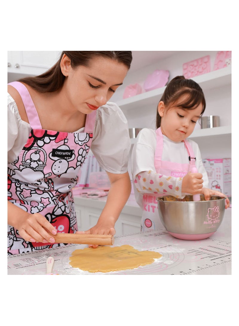 شيف ميد Hello Kitty 100% Cotton Apron Adjustable Cross Back Dress with 2 Pockets Kitchen Aprons - Image 5
