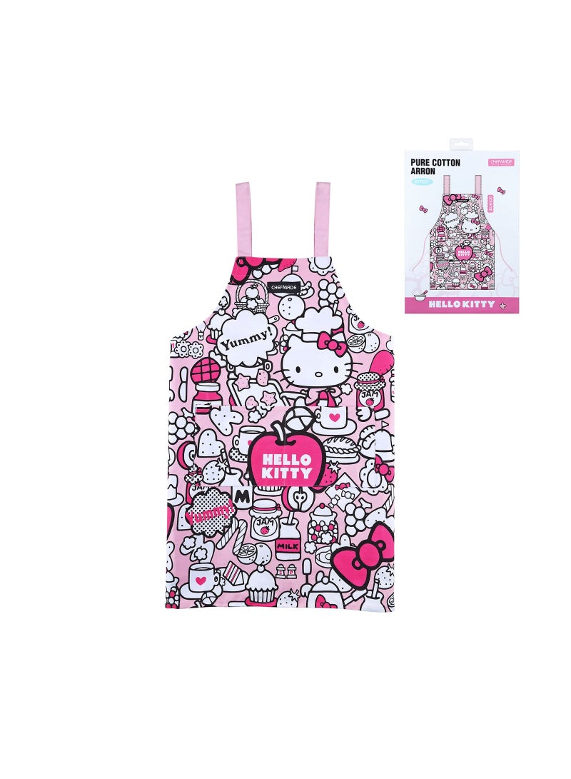 شيف ميد Hello Kitty 100% Cotton Apron Adjustable Cross Back Dress with 2 Pockets Kitchen Aprons - Image 1