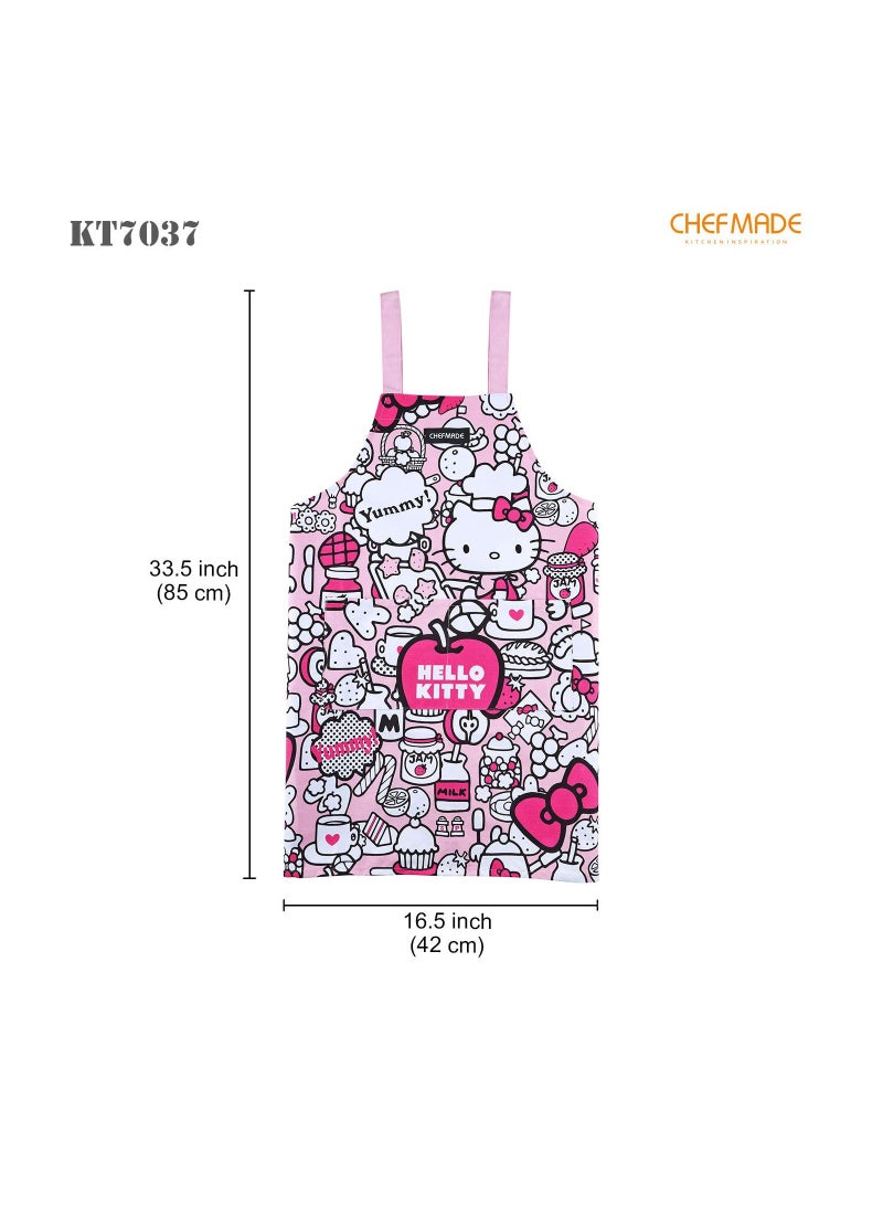 شيف ميد Hello Kitty 100% Cotton Apron Adjustable Cross Back Dress with 2 Pockets Kitchen Aprons - Image 2