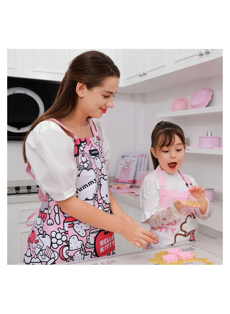 شيف ميد Hello Kitty 100% Cotton Apron Adjustable Cross Back Dress with 2 Pockets Kitchen Aprons - Image 4