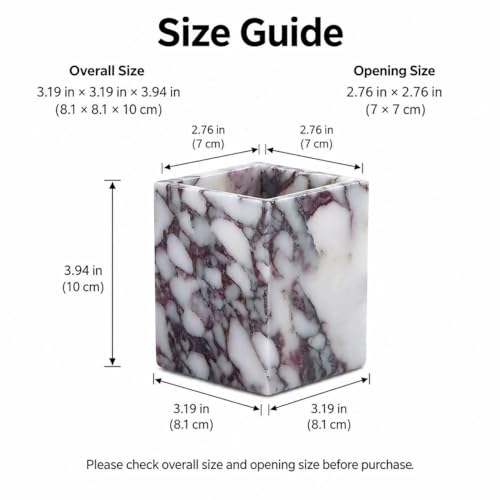 Artisanal Abode Marble Pen Holder Natural White Marble Pencil Cup and Square Desktop Organizer for Pens Makeup Brushes Toothbrushes Office Supplies Vanity and Bathroom Counter - Image 3