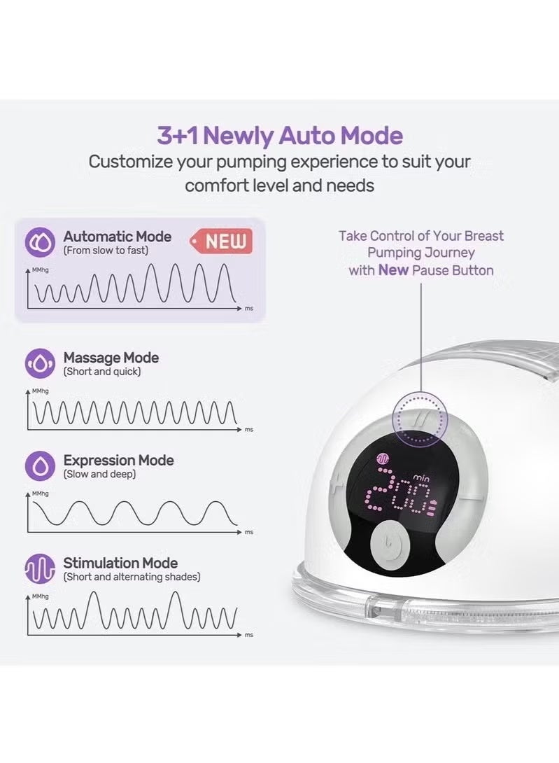 جونيس مضخة ثدي كهربائية محمولة قابلة للارتداء، تعمل بدون استخدام اليدين، مزودة بـ 4 أوضاع و9 مستويات - قطعة واحدة - Image 2