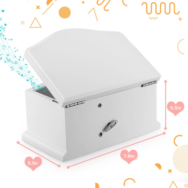 Jozen Gift Wooden Ballerina Medium White Musical Jewelry Box with Mirror and Lock for girlsï¼ŒKid's Jewelry Storage Music Box,Gifts for Christmas,Birthday and all Holidays - Image 4