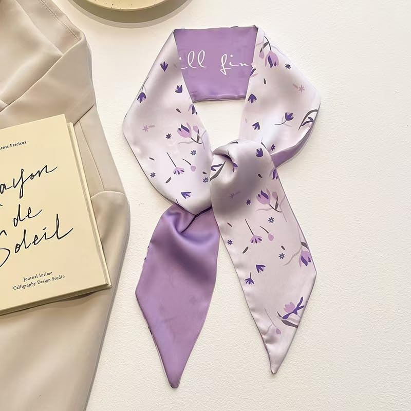 MsAnya 8Pcs Fashion Scarves for Women, Multifunctional Boho Scarves Headbands Satin Scarf for Bag Hair Accessories (purple05mint, 8 pcs) - Image 2