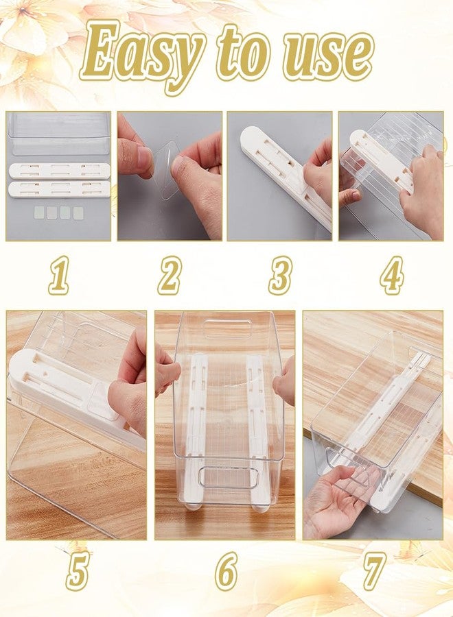 مجموعة AHANDMAKER المكونة من 8 قطع من قضبان السحب للسلال أو الصناديق، منزلقات لاصقة، قضبان أدراج بلاستيكية، مسارات جانبية، مجموعة أدلة، منزلقات أدراج بيضاء، ملحقات تخزين وتنظيم للخزائن - Image 3