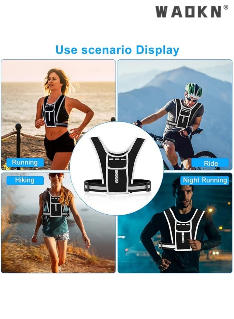 WAOKN Running Vest Phone Holder for Men & Women, Men & Women's Sports Adjustable Reflective Running Vest Light Weight Phone Holder for Running with Water Bottle Pouch, Accessories Pockets - Image 4