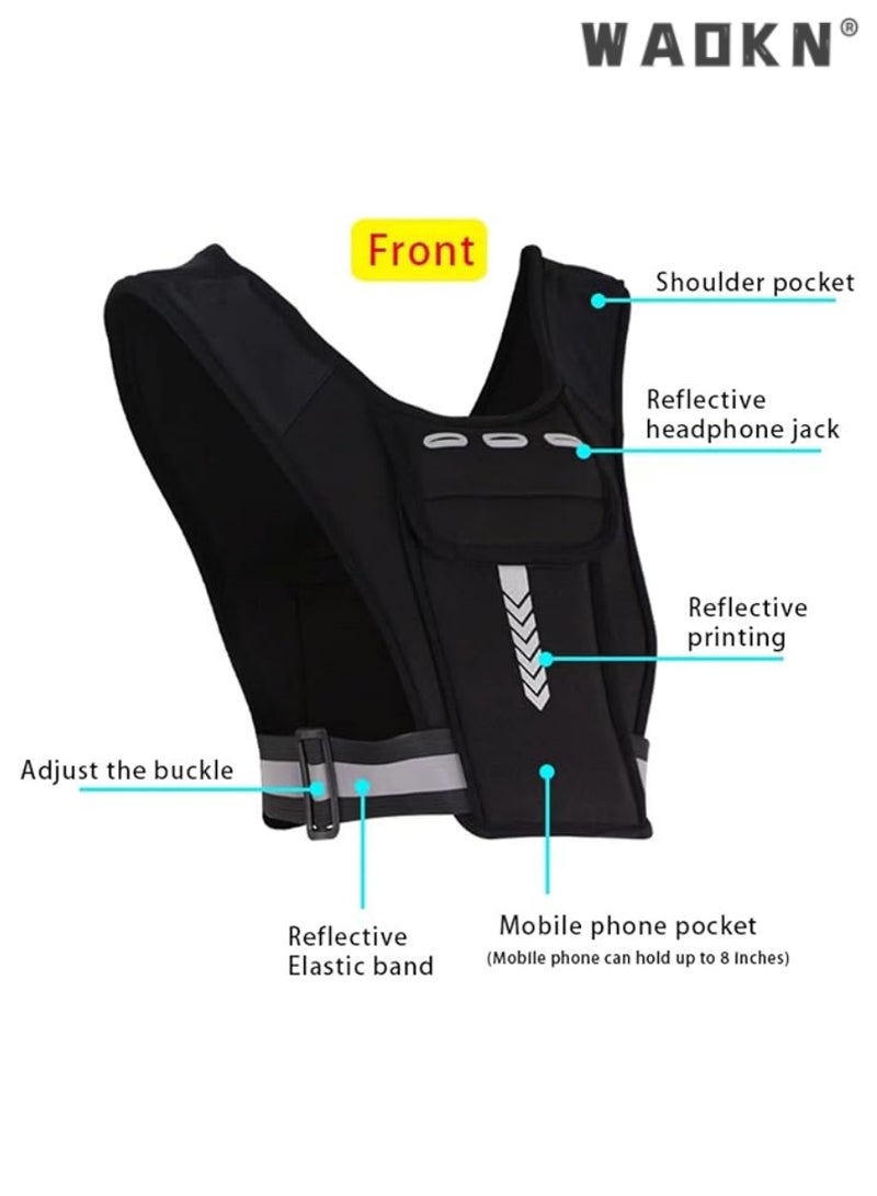 WAOKN Running Vest Phone Holder for Men & Women, Men & Women's Sports Adjustable Reflective Running Vest Light Weight Phone Holder for Running with Water Bottle Pouch, Accessories Pockets - Image 2