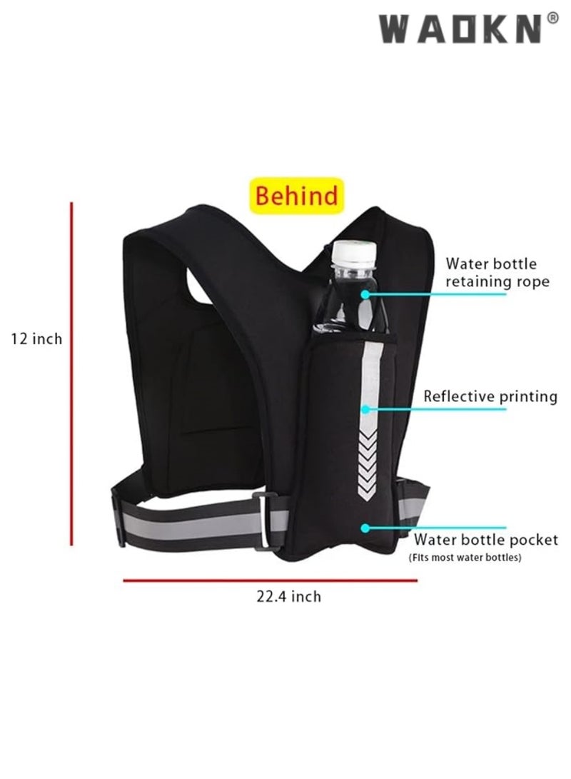 WAOKN Running Vest Phone Holder for Men & Women, Men & Women's Sports Adjustable Reflective Running Vest Light Weight Phone Holder for Running with Water Bottle Pouch, Accessories Pockets - Image 3