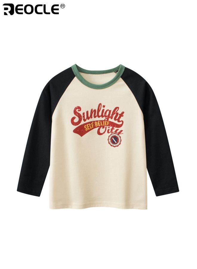 ريوكل قميص طويل الأكمام للأولاد مصنوع من قماش قطن 100% وتصميم أساسي، أعلى للأطفال يوفر راحة قابلة للتنفس للارتداء اليومي المتعدد الطبقات. - Image 1