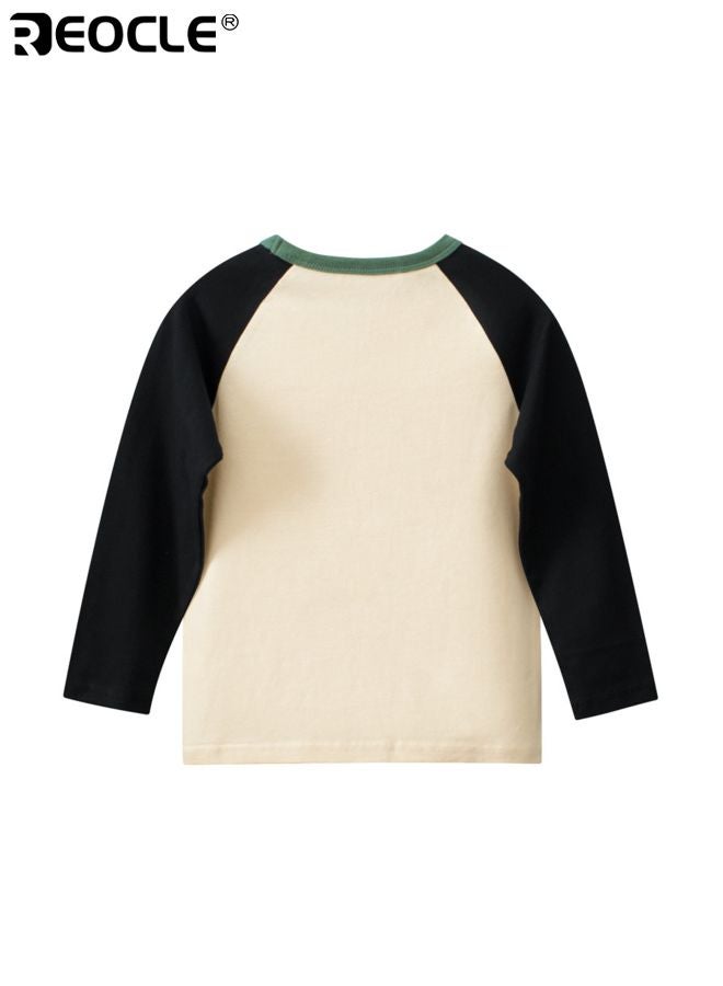 ريوكل قميص طويل الأكمام للأولاد مصنوع من قماش قطن 100% وتصميم أساسي، أعلى للأطفال يوفر راحة قابلة للتنفس للارتداء اليومي المتعدد الطبقات. - Image 2