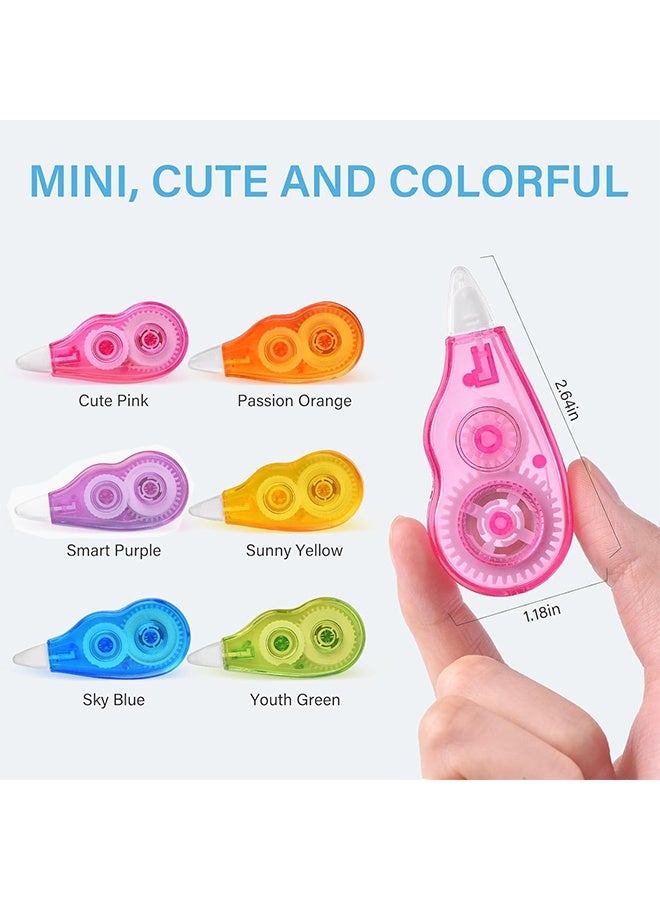 Correction Tapes Colorful White-out Adhesive Tape 6 Pcs Fast Effective Compact Lightweight Practical Portable Correction Tape Suitable for Household Use, School, Office, Etc - Image 3