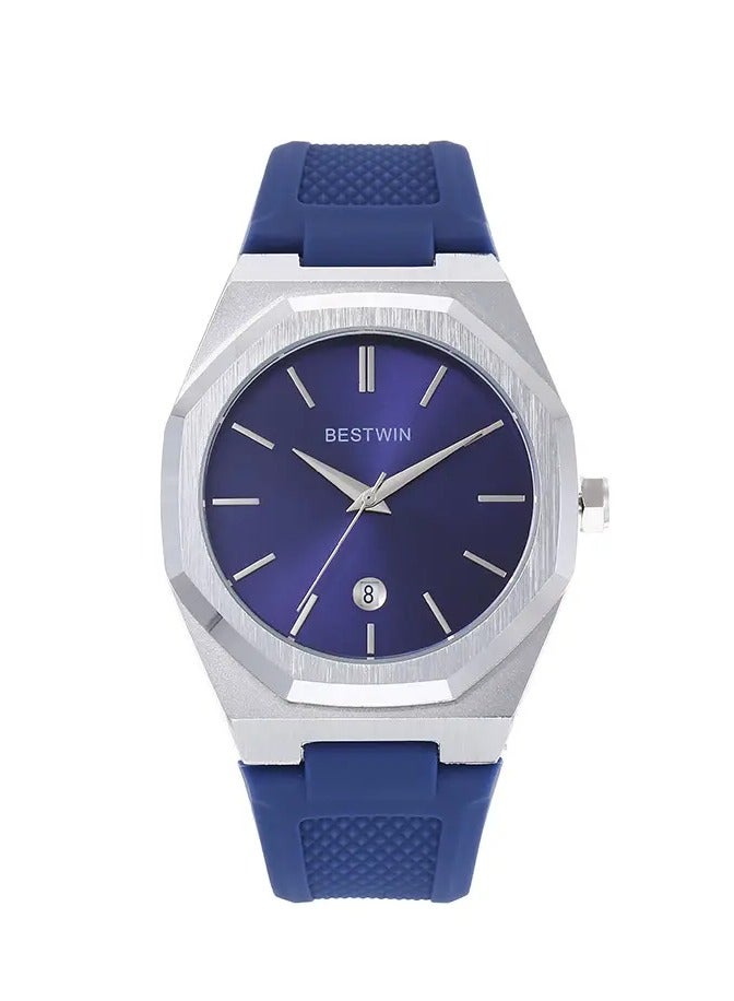 Men's casual watch from Bestwin, waterproof, high quality, with a silicone strap