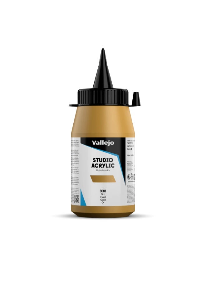 ألوان أكريليك احترافية للفنانين والاستوديوهات - ذهبي، بلمسة نهائية معدنية غنية بالأصباغ على القماش والخشب - 58 مل