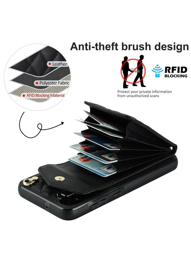 S-TOP Case For Samsung Galaxy S23 5G Rhombic Texture Card Bag Phone Case with Long Lanyard - Image 4