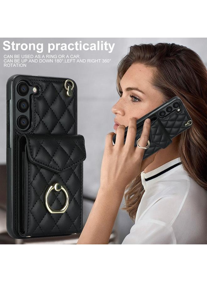 S-TOP Case For Samsung Galaxy S23 5G Rhombic Texture Card Bag Phone Case with Long Lanyard - Image 2