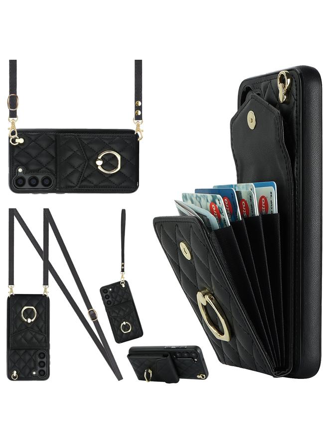 S-TOP Case For Samsung Galaxy S23 5G Rhombic Texture Card Bag Phone Case with Long Lanyard - Image 1