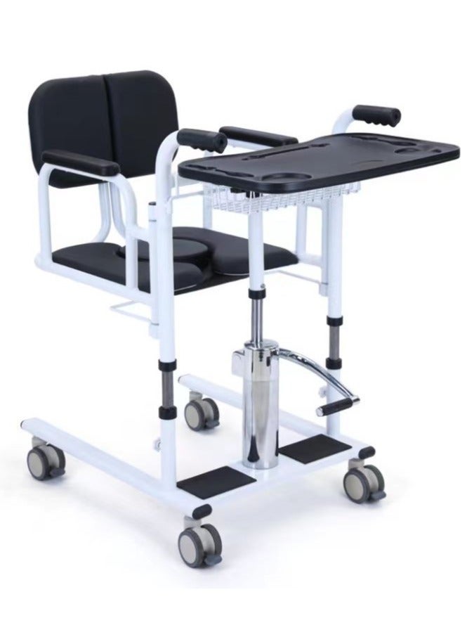 Patient Transfer Chair, Hydraulic Patient Transfer Lift Chair with 180° Split Seat for Home Multifunctional Transfer Wheelchair, Adjustable Seat Height Shower Chair - Image 1
