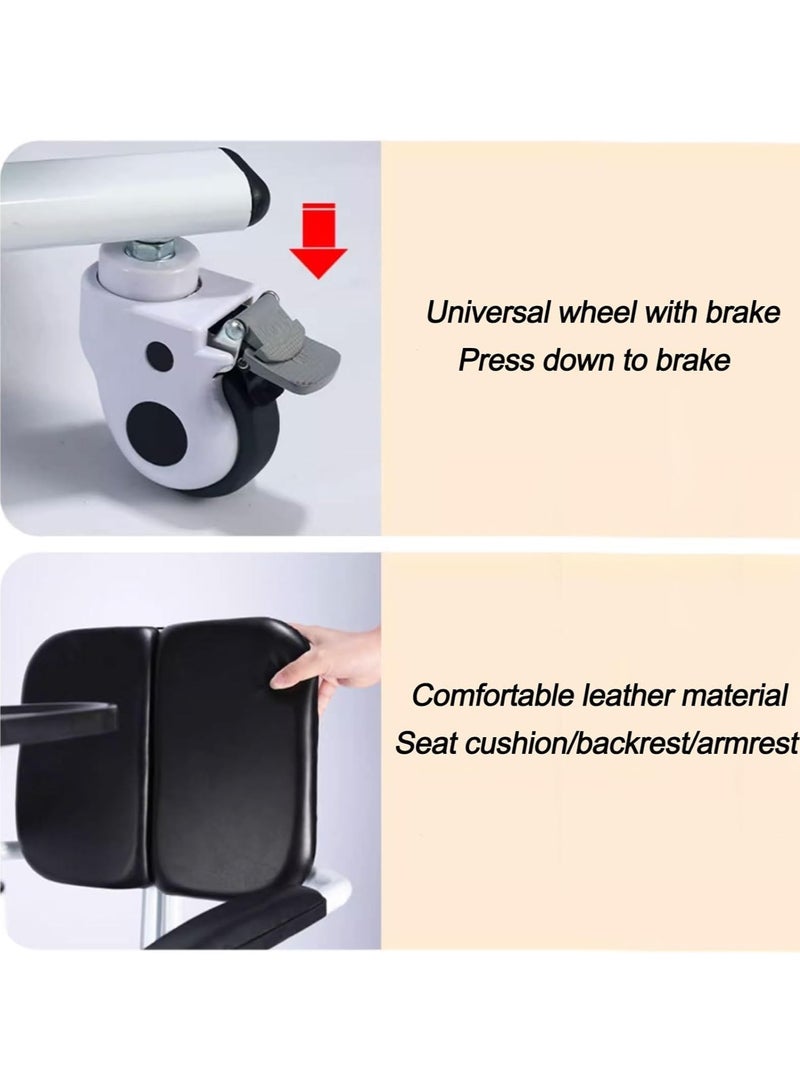 Patient Transfer Chair, Hydraulic Patient Transfer Lift Chair with 180° Split Seat for Home Multifunctional Transfer Wheelchair, Adjustable Seat Height Shower Chair - Image 4