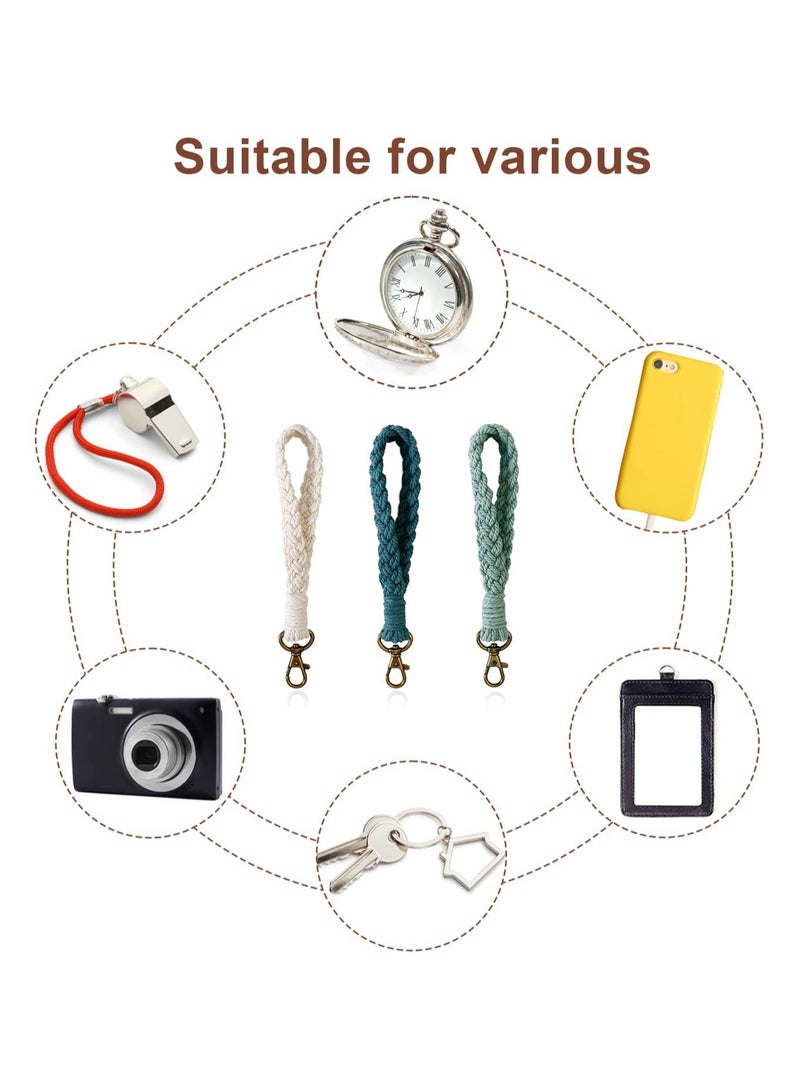 Generic Handmade Boho Macrame Keychain and Bracelet Set Stylish Wristlet Keyring for Women  - Image 2