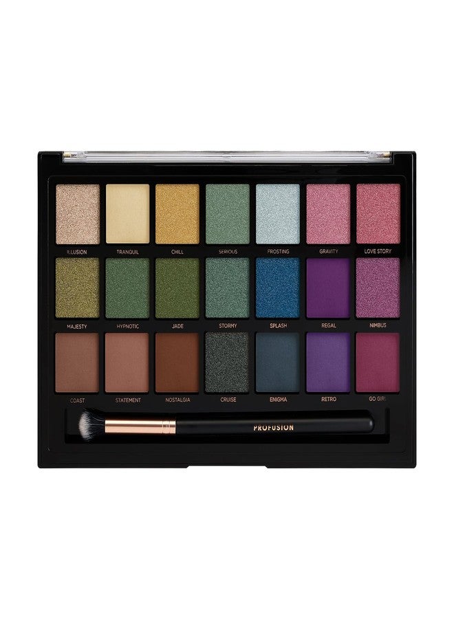 Profusion Cosmetics مجموعة ظلال العيون من بروفيوجن كوزمتيكس بـ 21 لونًا وفرشاة - مكياج عالي الصبغة بلمسات مطفية ولامعة، يدوم طويلاً وسهل الدمج، وندرلاست - Image 1