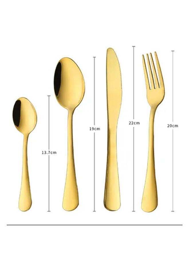 Rock Pow 16-Piece Gold Plated Stainless Steel Flatware Cutlery Set Utensils For Kitchen - Image 4