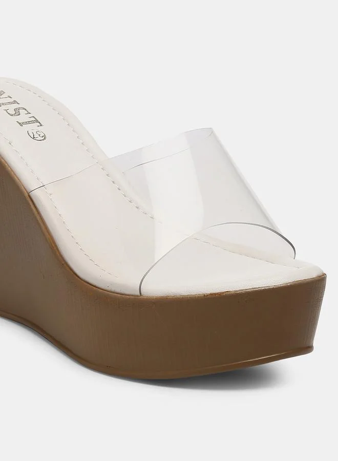 جنيست Transparent Strap Wedge Heel Sandals by Styli
