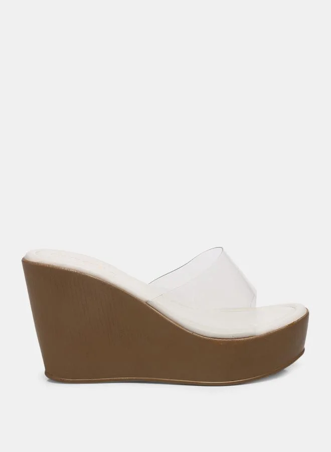 جنيست Transparent Strap Wedge Heel Sandals by Styli