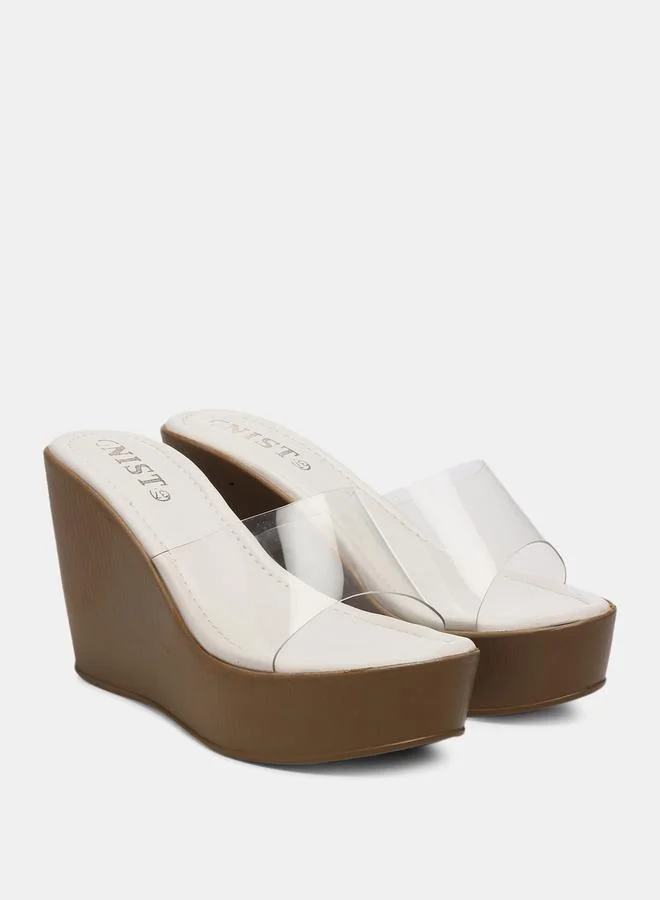 جنيست Transparent Strap Wedge Heel Sandals by Styli