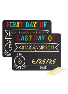 pearhead Pearhead First and Last Day Chalkboard Signs, Reusable And Erasable Chalkboard, Ideal Photo Memory Prop for School Milestones, Includes 2 Chalk Signs With White and Yellow Chalk  - Image 1