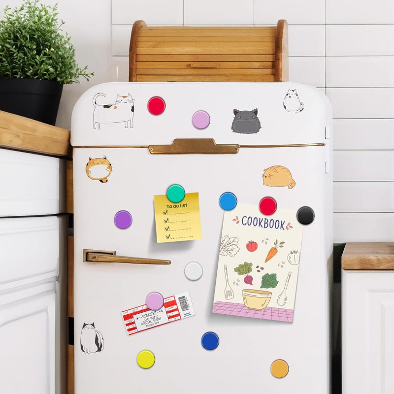 FINDMAG 30 Pcs Fridge Magnets, Cute Magnets for Fridge, Whiteboard Magnets Decorative, Strong Fridge Magnet Circle for Kitchen, Home, Fun Locker Magnet for School, Classroom, Dorm Room - Image 4