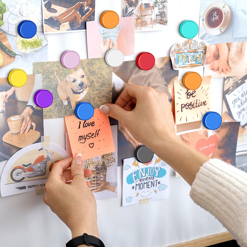 FINDMAG 30 Pcs Fridge Magnets, Cute Magnets for Fridge, Whiteboard Magnets Decorative, Strong Fridge Magnet Circle for Kitchen, Home, Fun Locker Magnet for School, Classroom, Dorm Room - Image 3