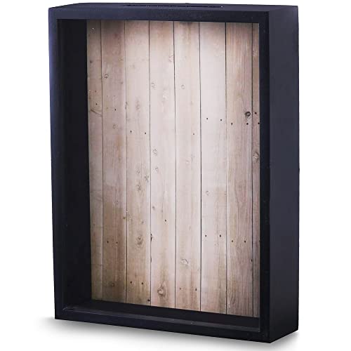 Upstreet Shadow Box Display Case  Black Wooden Shadow Box Frame  Showcase Bottle Caps Shells Ticket Stubs Airline Tickets Ideal for Memorabilia Photos Flowers  Medals 10 x 8 in 
