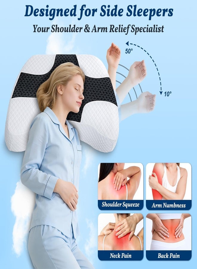SAHEYER Side Sleeper Pillow with Arm Hole, Memory Foam Pillow for Neck and Shoulder Pain Relief, Multi-Angle Armholes Pillow for Many Sleeping Positions (Black) - Image 2