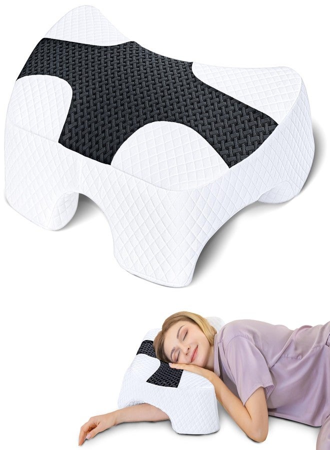 SAHEYER Side Sleeper Pillow with Arm Hole, Memory Foam Pillow for Neck and Shoulder Pain Relief, Multi-Angle Armholes Pillow for Many Sleeping Positions (Black) - Image 1