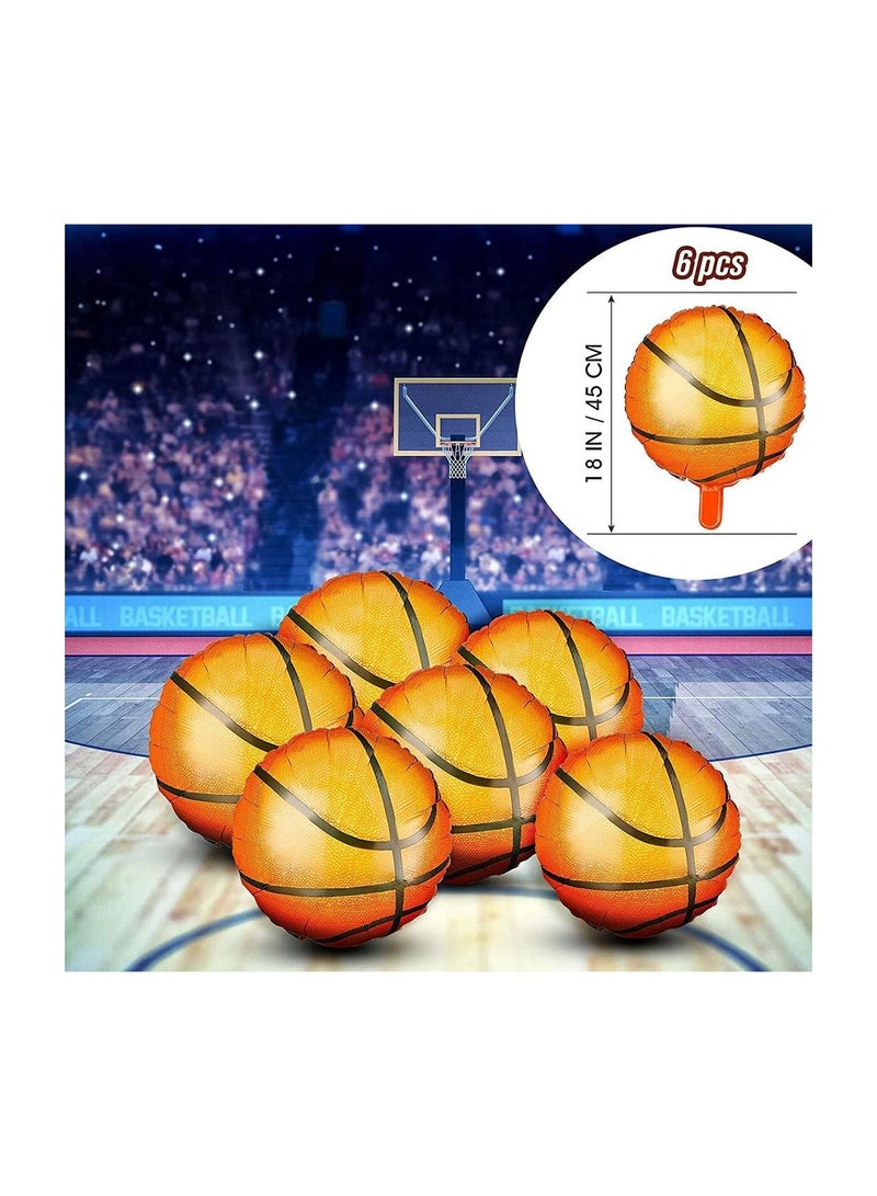 Excefore Balloon Party Supplies, Basketball Theme Birthday Balloons Aluminum Foil by, 18 Inch for Birthday World Game Sports Basketball Theme Party Decoration 6 Pcs  - Image 4