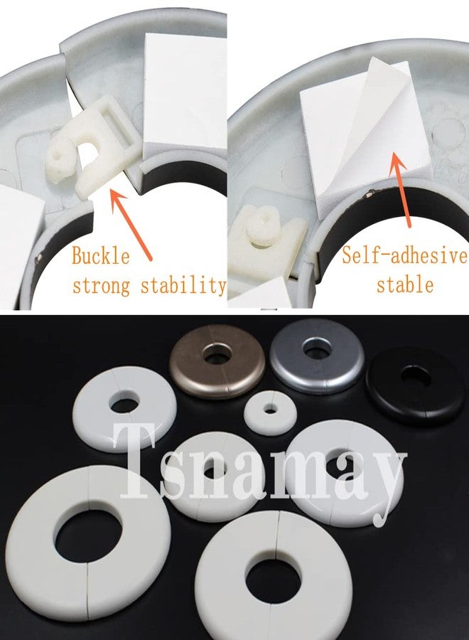 Tsnamay 2 Pcs Wall Split Flange, ABS Round Self-Adhesive Escutcheon Plate Buckles Design for 2"/51mm,Silver - Image 4