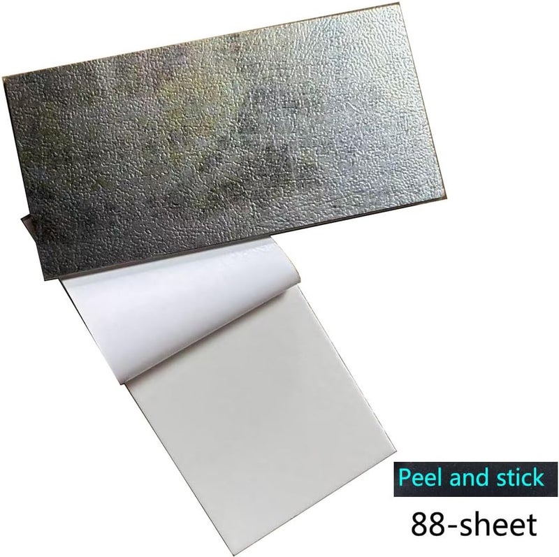 weimeisc 88-Piece Peel and Stick Backsplash Tile, PVC Aluminum Brushed Metal Silver Self Adhesive Tile for Kitchen, Bathroom ，Laundry Room, Fireplace, Stair Riser Decal (Printing) - Image 2