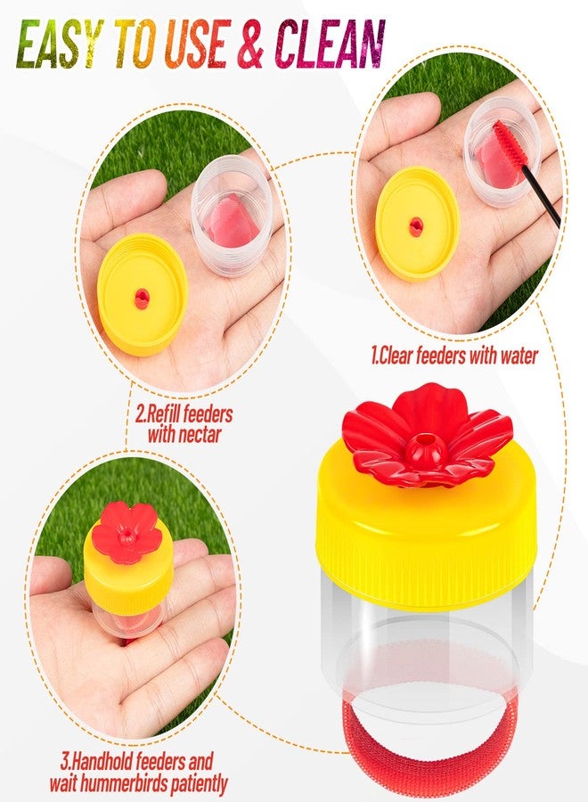 ZHBDMGK Handheld Hummingbird Ring Feeders, 4Pcs Mini Hummingbird Hand Feeder with 4Pcs Cleaning Brush, Window Humming Wild Bird Feeders Tools for Outdoors Supplies - Image 3