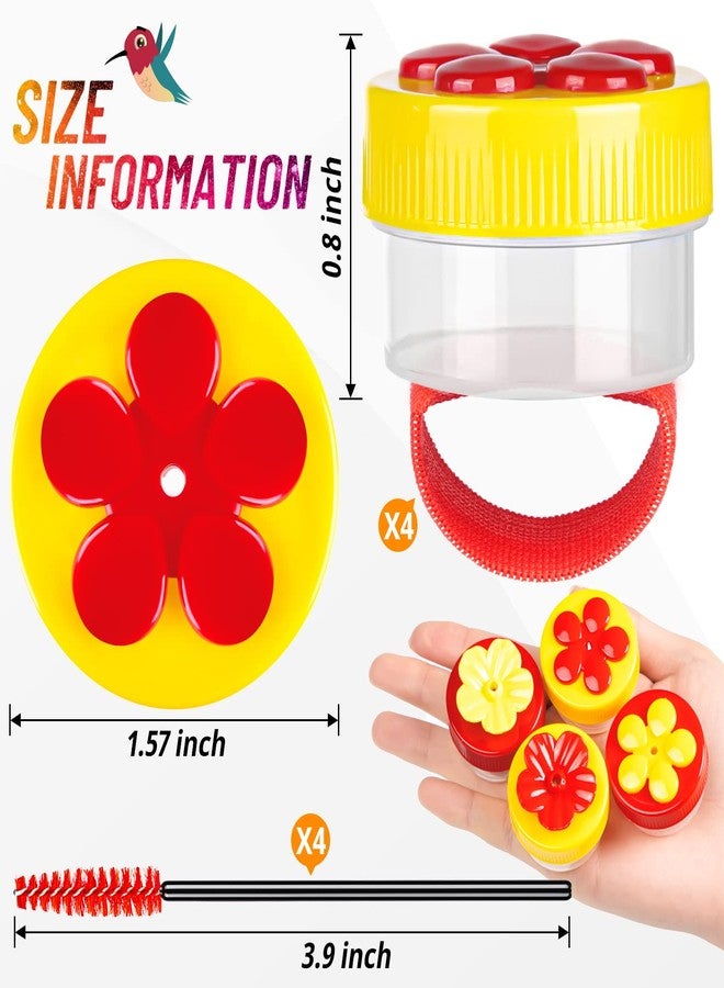 ZHBDMGK Handheld Hummingbird Ring Feeders, 4Pcs Mini Hummingbird Hand Feeder with 4Pcs Cleaning Brush, Window Humming Wild Bird Feeders Tools for Outdoors Supplies - Image 2