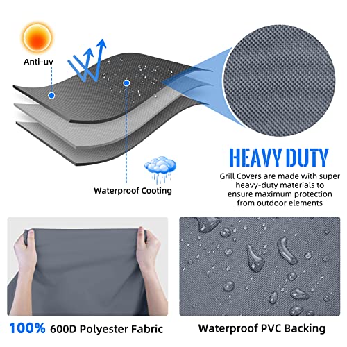 CUSSIOU Grill Cover 600D Heavy Duty, Universal Fit Waterproof BBQ Grill Protector with Adjustable Straps, Weatherproof Outdoor Oven Cover for All Seasons - Image 5