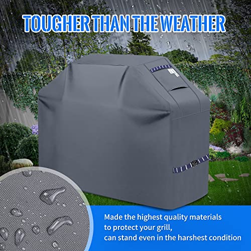 CUSSIOU Grill Cover 600D Heavy Duty, Universal Fit Waterproof BBQ Grill Protector with Adjustable Straps, Weatherproof Outdoor Oven Cover for All Seasons - Image 3