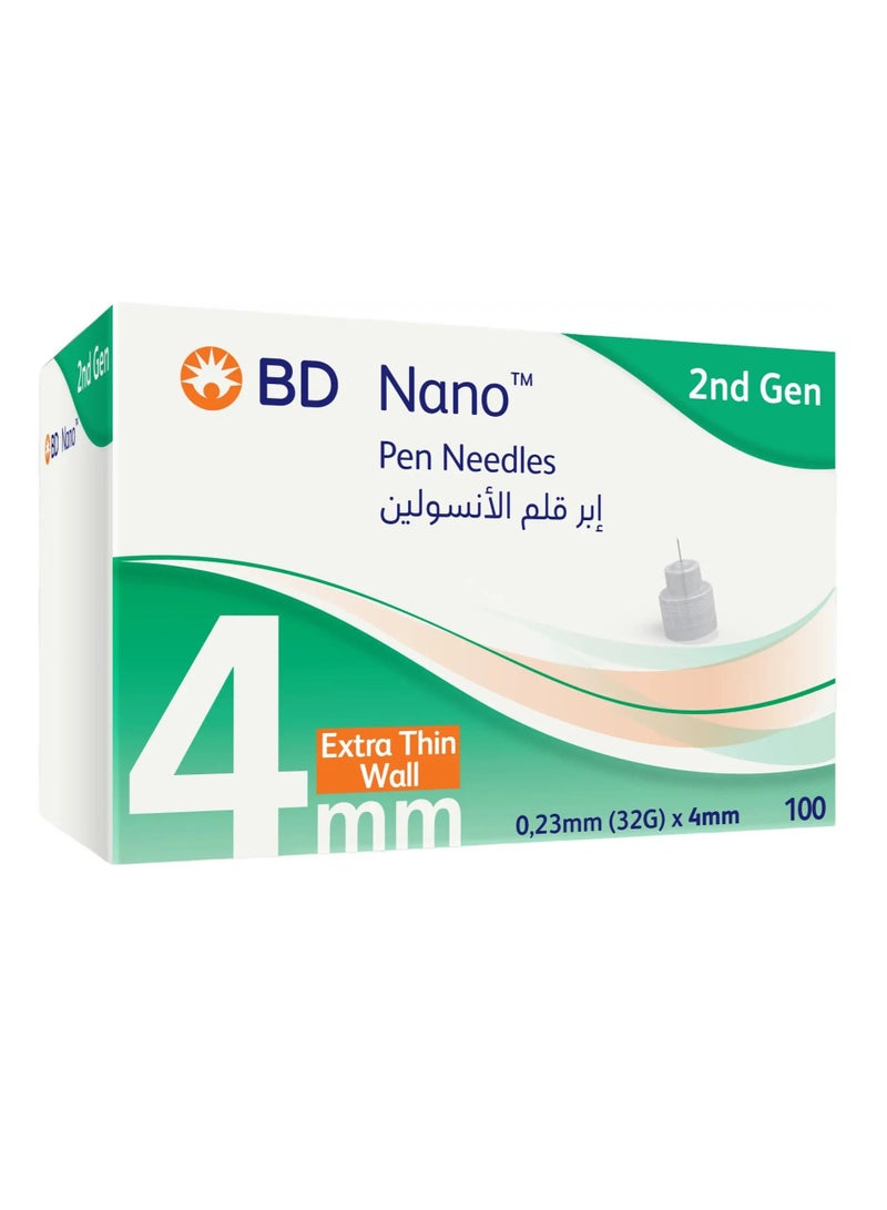 بي دي ابر قلم الانسولين نانو الجيل الثاني 32 جم × 44 مم، 100 قطعة