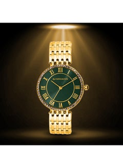 GIORDANO Giordano Eleganza Collection Round Analog Watch for Women, Diamond-Set with Metal Strap Ladies Water Resistant Wrist Watch - A2083 (Green)  - Image 3