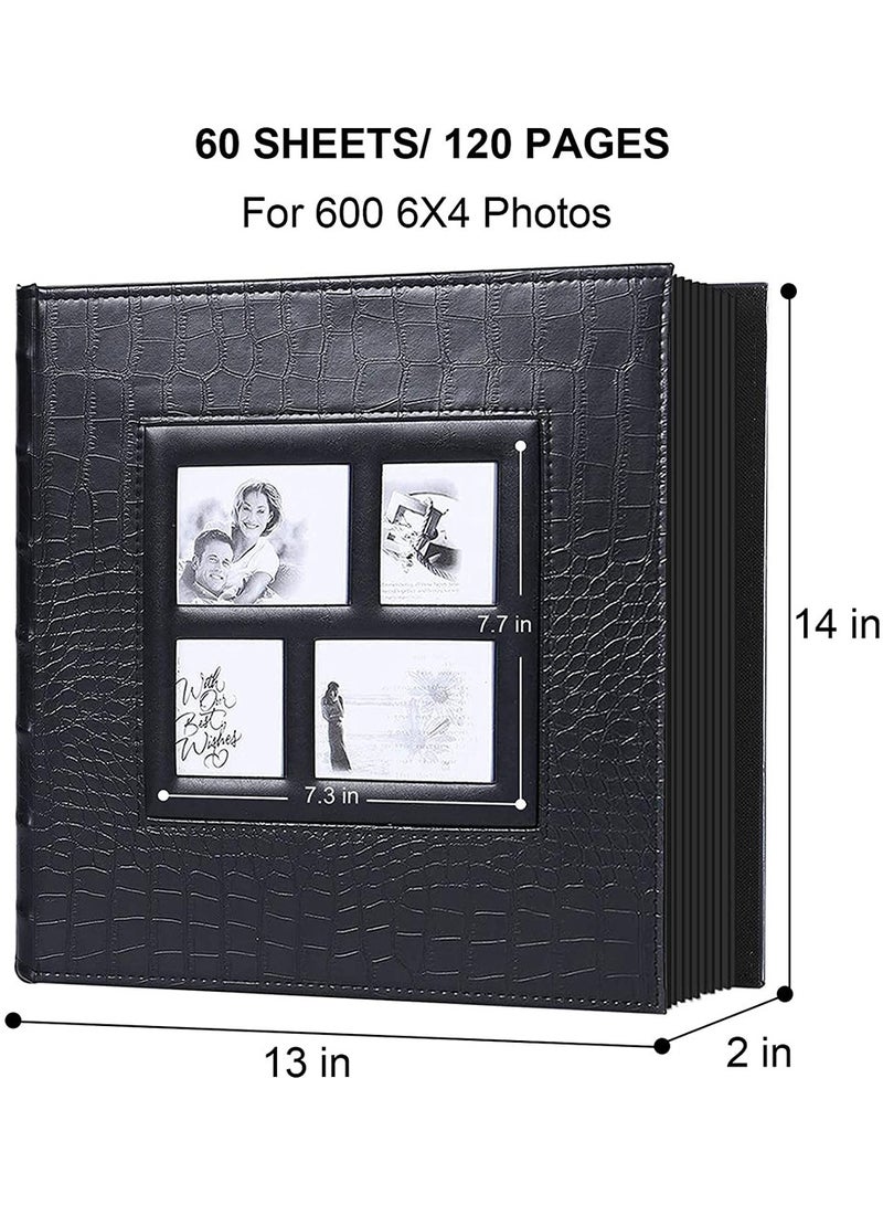 HomarKet Photo Album 4x6 Holds 600 Photos Black Pages Large Capacity Leather Cover Wedding Family Baby Photo Albums Book Horizontal and Vertical Photos - Image 4